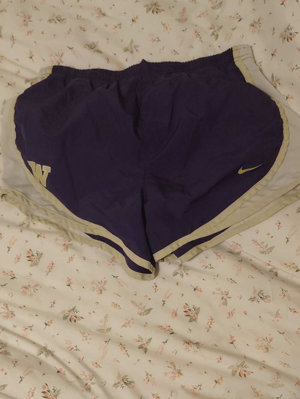 Nike Women's Dark Purple Athletic Shorts with Cream Trim